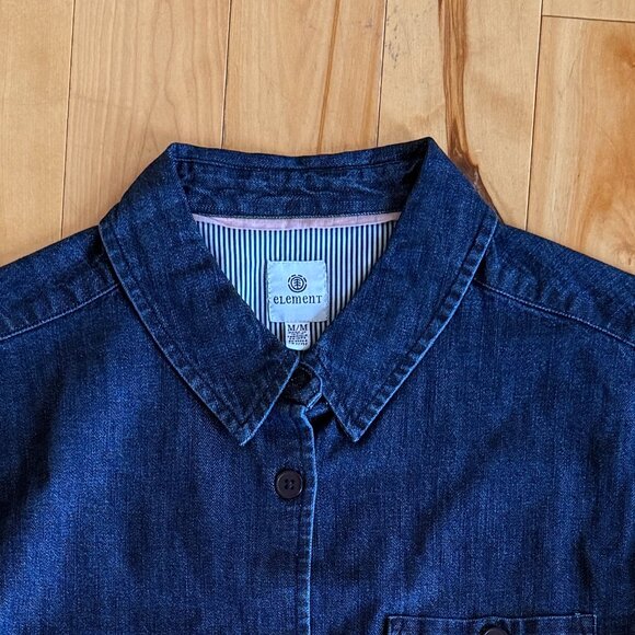 Women's Button Down Denim Shirt - Picture 2 of 4